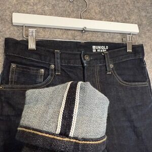 Uniqlo Selvedge Skinny Jeans Mens 28x32 Blue Denim Pants Dark Wash W28